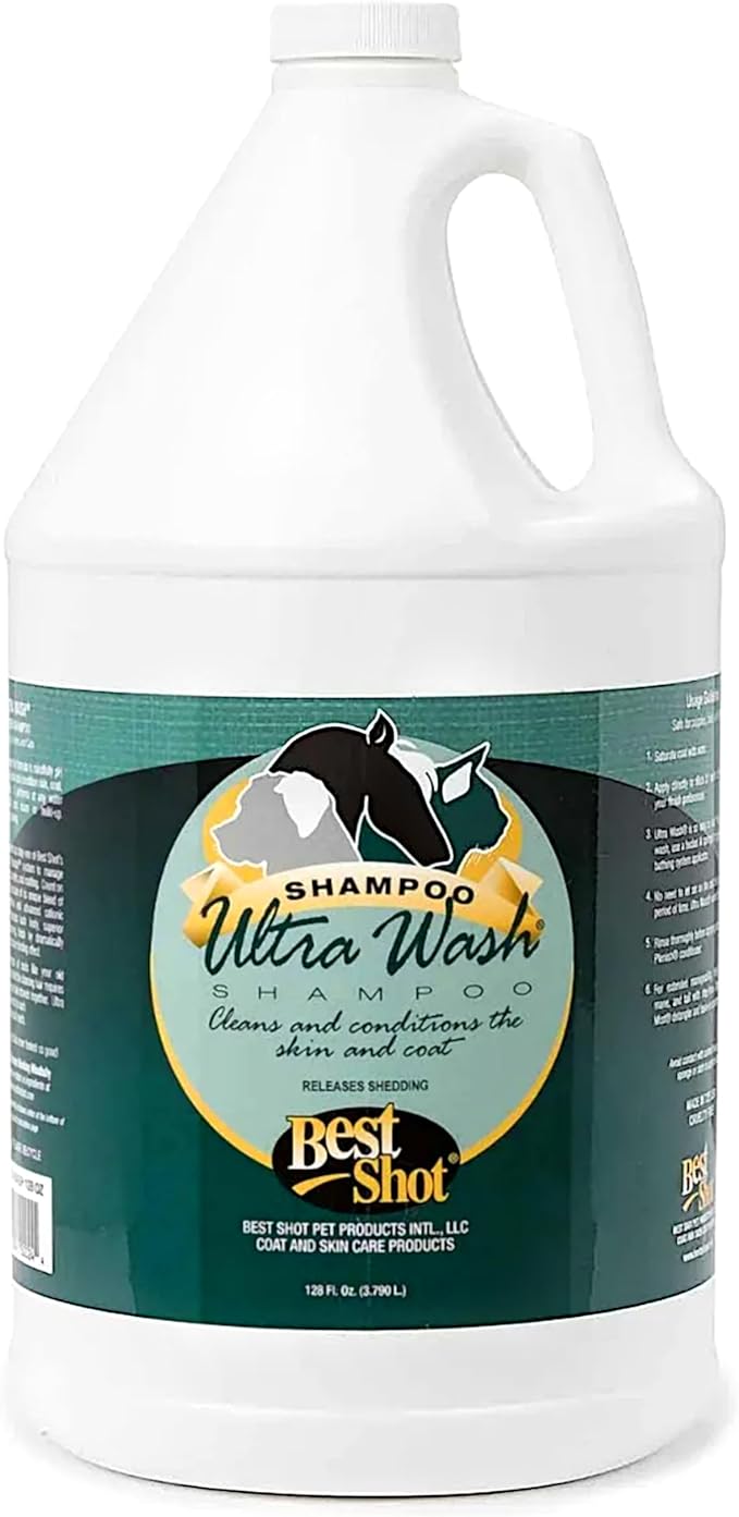 Best Shot Ultra Wash Shampoo with Pet Coat Release Technology, Coat and Skincare Product for Dogs, Horses, and Cats, Soap-Free, Quick-Rinsing, 1 Gallon