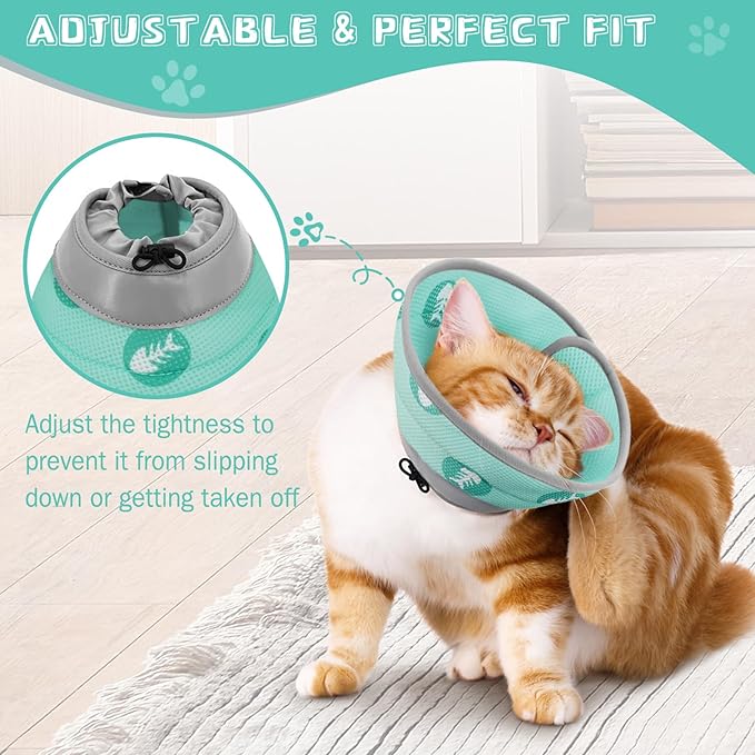 Cat Cone Collar Soft Elizabethan Collar for Surgery Recovery - Adjustable for Small and Large Cats Kittens to Stop Licking