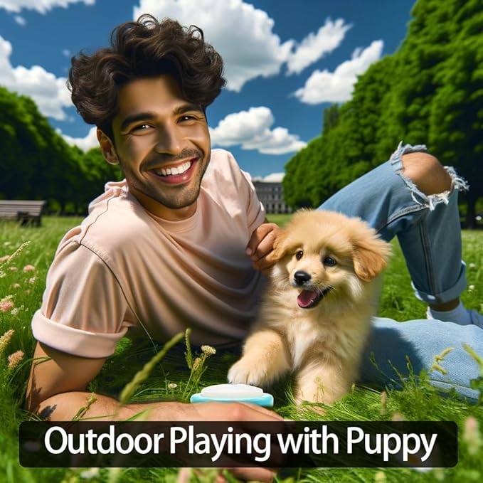 Talking Buttons for Cats and Dogs, Set of 4 Blue Rechargeable Buttons with Voice Recording for Pet Communication, Long Standby Time, Puppy & Kitten Easy Press Training Buzzer