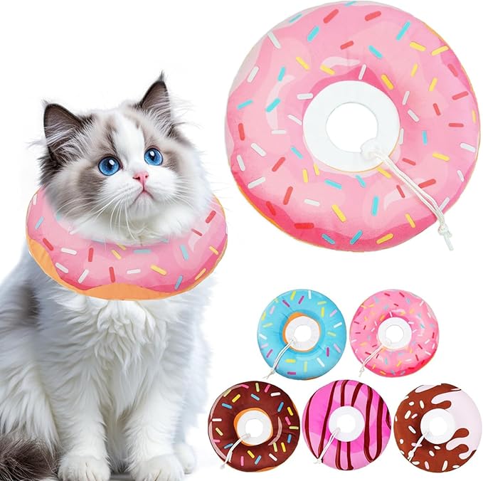 Generic Soft Cat Cone Collar Adjustable Recovery E-Collar for Wound Healing After Surgery Breakaway Elizabethan Collar with Fastening Strap for Cats and Kittens（S M L）