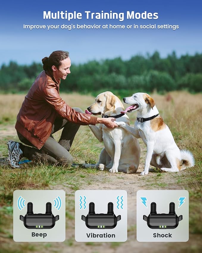 Dog Training Collar with Remote, 4200Ft Remote Electronic Dog Shock Collar with Beep, Vibration, Shock, Light and No Shock Mode, Electric Shock Collar for Small Medium Large Dogs(Black)