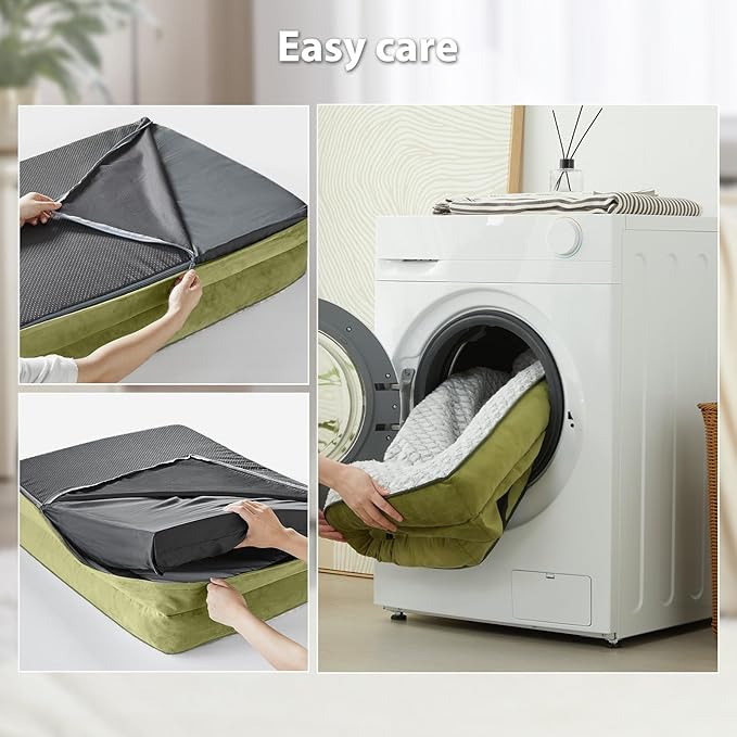 Orthopedic Dog Bed for Large Dogs, Egg Crate Foam Bed for Large Dogs, Equipped with Removable Waterproof Pillow Cover and Anti-Slip Bottom, Pet Bed