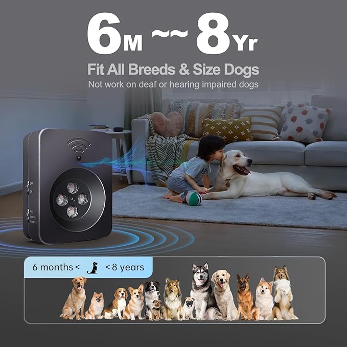 Ultimate Ultrasonic Bark Control Device for Dogs - 50ft Remote & Auto Sensor Modes | Weatherproof Anti-Bark Deterrent | Handheld Remote Training Tool | Stop Excessive Barking Humanely