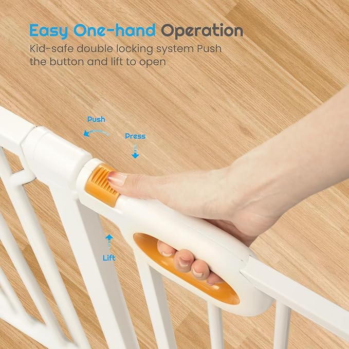 Stair Baby Gate 57-66 Inch, Extra Wide Safety Gate for Baby Pet Adjustable Dog Gates Indoor Extra Wide Gates Pressure Mounted for Toddler Pet for House Stairway Doorway White (30.5'' Tall)