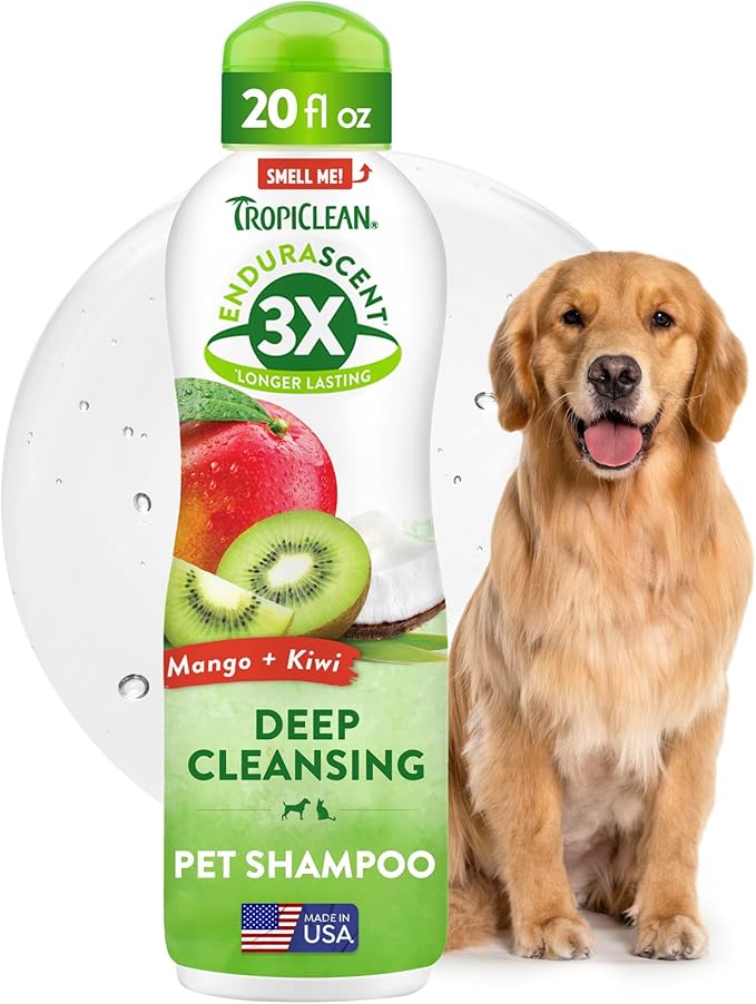TropiClean Deep Cleansing Dog Shampoo, Powerful Odor Control, Puppy Safe, Made in The USA, Cat Friendly, 20oz.