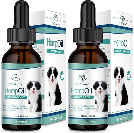 (2 Pack) Max Potency Hemp Oil for Dogs & Cats - Help Anxiety Stress Pain Inflammation Arthritis Aggressive Relax Sleep Allergies Seizures Relief - Treats Chews Joint & Hip - Organic Pet Calming Drops