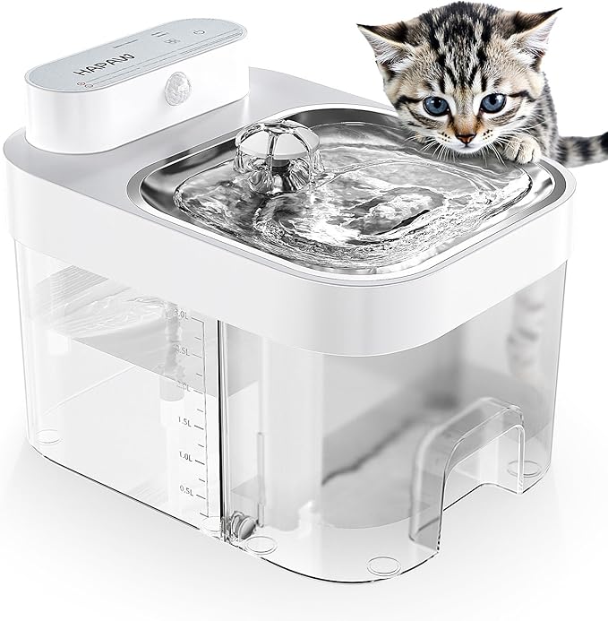 Cat Water Fountain, Wastewater Separation & No Filter Cotton, Pet Water Dispenser with 101oz/3L Large Capacity Tank, Wireless Automatic Water Fountains for Cats Indoor Cat Watering Supplies