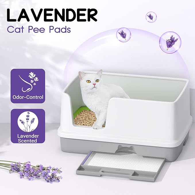 CROCI Cat Pads 16.9 x 11.4 in, Litter Pads for Tidy Cats Breeze Litter System, Pet Pads for Cats Super Absorbent up to 15 Cups, Cat Pads for Breeze System Leak-Proof, Lavender Scented(50 Counts)