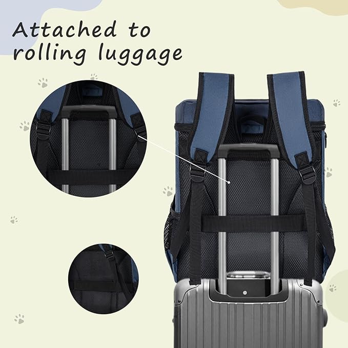 ANILD Dog Travel Backpack - Airline Approved Double-layer Pet Travel Backpack with 2 Food Storage Bag and 2 Foldable Silicone Bowls for Hiking & Camping