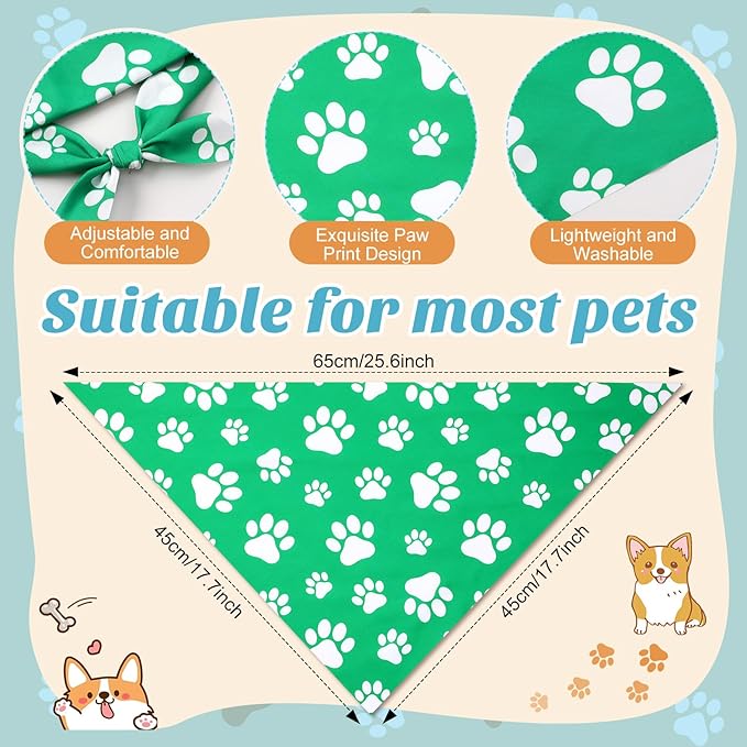 Sanwuta 60 Pcs Paw Print Dog Bandanas Bulk Colorful Footprint Bandanas for Dogs Triangle Kerchief Bib Scarf for Pet Birthday Party Costume Photo Props Daily Accessories Pet Shops Groomers, 6 Colors