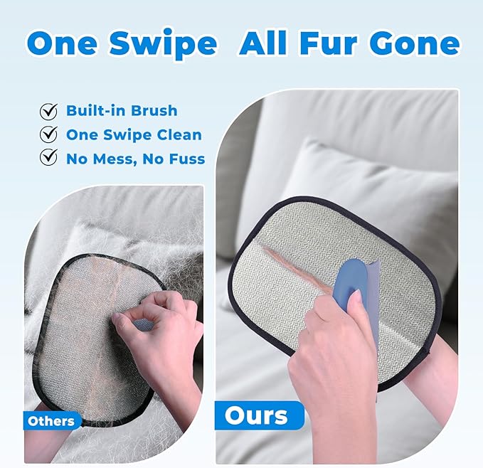 GRENTY Magic Brush Pet Hair Remover (2 Pcs), Upgraded Five-Finger Electrostatic Pet Hair Removal Gloves, Dogs & Cats Pet Hair Removal Tools for Clothing, Carpet, Sofa Gaps, Car Seat