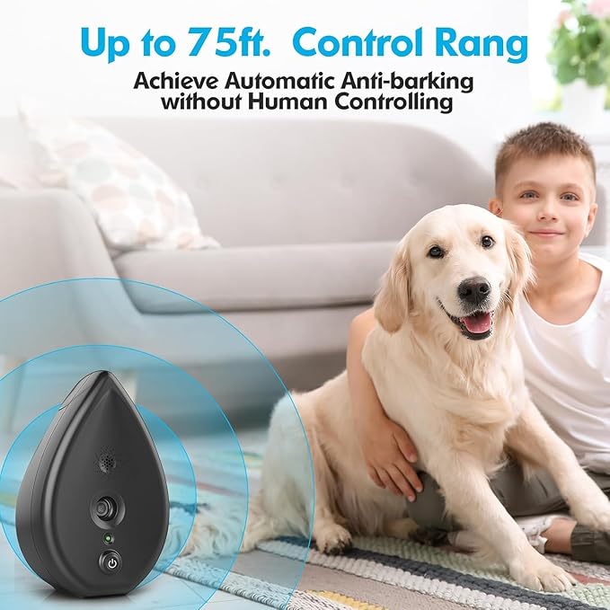 Anti Barking Devices, Auto Dog Bark Control Devices with 3 Modes, Rechargeable Ultrasonic Bark Box Dog Barking Deterrent Devices, Stop Neighour Dog Barking Devices for Dogs up to 75ft
