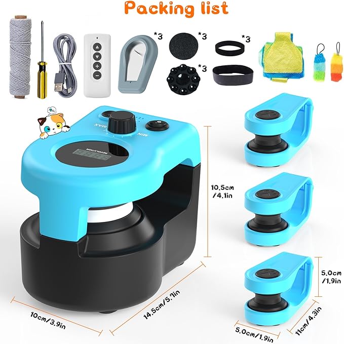 Upgrade Interactive Cat Toys - Automatic Cat Toys for Bored Indoor Adult with Remote Control, 3 Speeds, Indoor Cat Chase Hunting Feather Toys for Fitness, Playtime & Energy Release (Sky Blue)