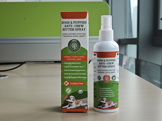 No Chew Spray for Dogs to Stop Chewing & Licking Furniture Shoes, Bitter Apple Spray for Dog, No Trace, Dog Training & Behavior Aids Indoor Outdoor Use