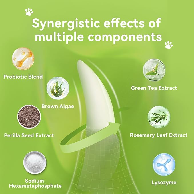 Dog Teeth Cleaning Powder, Dog Denatl Powder,Dog Breath Freshener, Plaque Off Pet Tooth Cleaning for Dogs and Cats，Herbal Blend+5 Probiotics, Bad-Breath Oral Care, All Breeds-180g