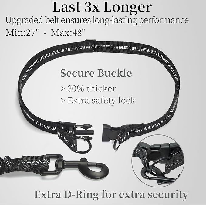 iYoShop Hands Free Dog Leash with Zipper Pouch, Dual Padded Handles and Durable Bungee for Walking, Jogging and Running Your Dog (Large, 25-120 lbs, Baby Pink)