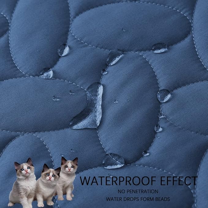 Ameritex Waterproof Pet Bed Cover Anti-Slip Dog Bed Blanket for Sofa and Furniture Waterproof New Pattern Design (Navyblue, 30x80 Inch (Pack of 1))
