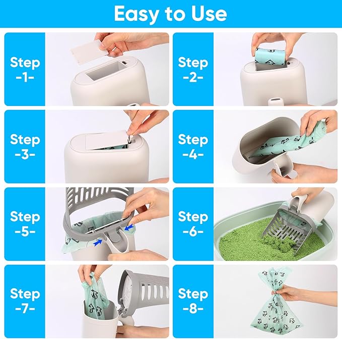 MYPIN Large Cat Litter Scooper with Bags, Upgraded Cat Litter Shovel with Holder and Waste Can, Cat Scooper with Extra 135 Count Litter Waste Bags, Large Capacity Portable Litter Shovel