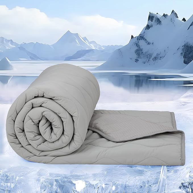 Cooling Blanket for Dogs - Q-MAX>0.4 Waterproof Pet Throw Blanket Bed Cover, Non-Slip Dog Blankets for Couch Protector, Washable Furniture Cover for Summer, Grey,50x60