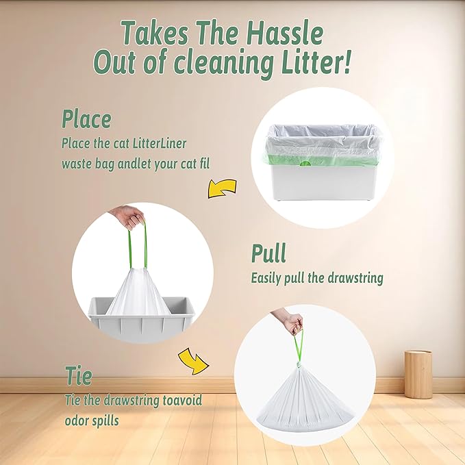 120 Count Miwow Cat Liner for Automatic Litter Box, Litter Box Liner Replacement Waste Bags, Thickened Leak-Proof & Odor-Proof Design, Compatible for Meowant and More Automatic Litter Box (6 Rolls)