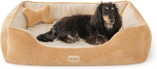 Orthopedic Dog Bed Medium Size Dog - Cooling Pet Bed w/Comfort Memory Foam, Indestructible & Waterproof Design, Non-Slip Bottom & Durable Zipper. Chew Proof Crate Mat w/Washable Cover & Pillow