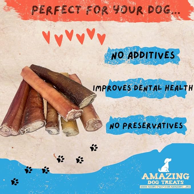 Amazing Dog Treats - 6 Inch Extra Thick Bully Sticks (100 Count) - Bulk Bully Sticks for Dogs - No Hide Bully Stick Dog Bones