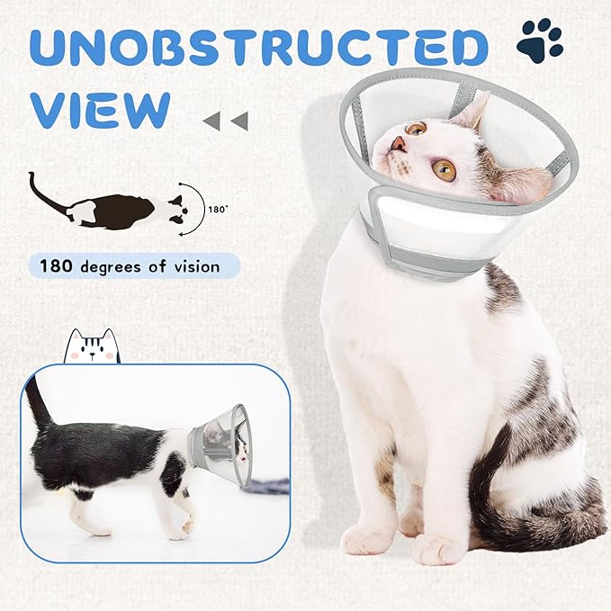 Supet Cat Cone Collar Soft, Air Mesh Recovery Collar to Stop Licking, Breathable Neck Cone Alternative for Small Kitten, Lightweight Cat Head Cone Anti Scratch (S)