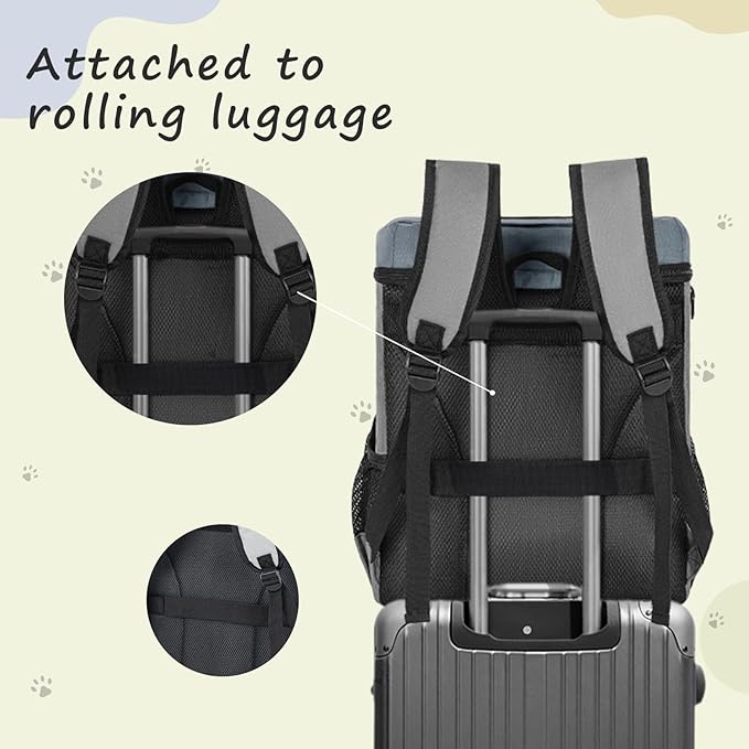 ANILD Dog Travel Backpack - Airline Approved Double-layer Pet Travel Backpack with 2 Food Storage Bag and 2 Foldable Silicone Bowls for Hiking & Camping