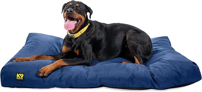 K9 Ballistics Tough Rectangle Pillow XL Dog Bed - Removable Cover, Washable, Durable & Water Resistant Dog Bed Made for X-Large Dogs 54"x38", Blue Quartz