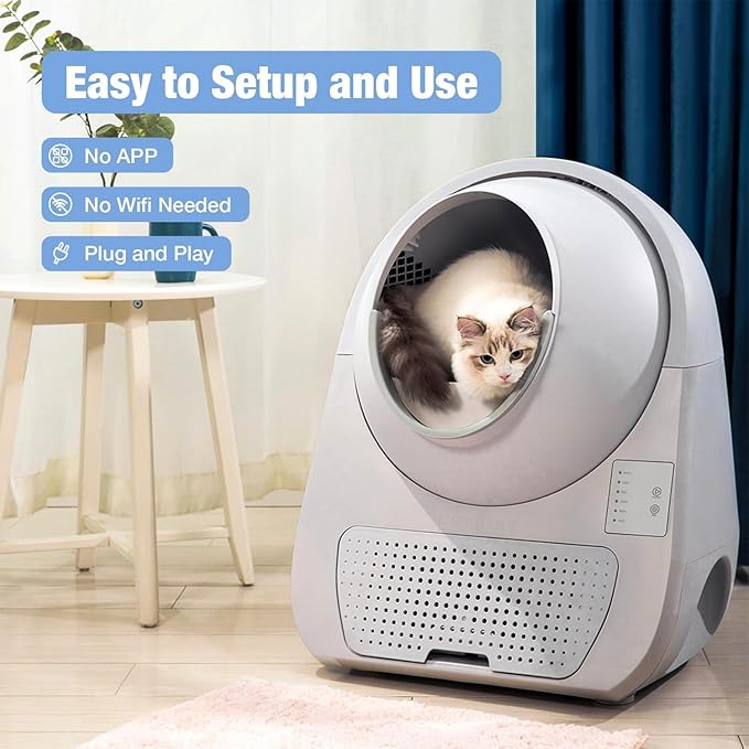 CATLINK Self Cleaning Cat Litter Box, Auto Safety Sensors for Multiple Cats 3.5～22 pounds, Double Odor Removal with Trash Bags(Young Version)