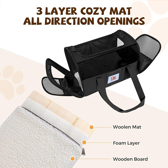 Cat Carrier, Dog Carrier for Small Dog Medium Cats,Pet Travel Bag Puppies up to 15 Lbs,TSA Airline Approved Cat Carrier Soft