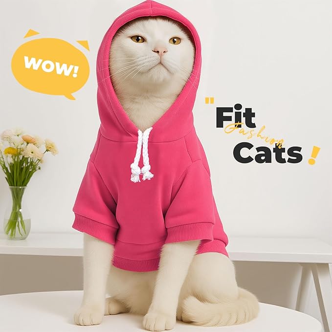 PETCARE Dog Hoodie Sweaters for Small Medium Dogs Cats Cute Soft Warm Fleece Puppy Sweaters Dog Clothes Hoodies Sweatshirt Reflective Fall Winter Chihuahua Yorkie French Bulldog Outfits, Hot Pink