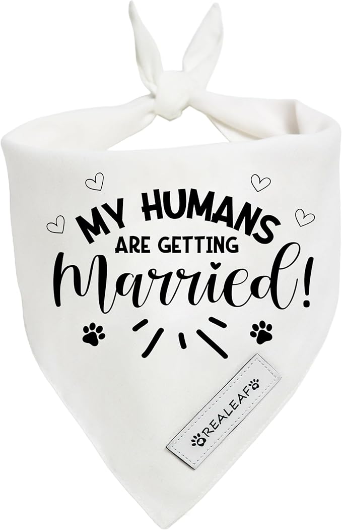 Realeaf My Humans are Getting Married Dog Bandana,Wedding Outfit for Boy and Girl, Premium Durable Fabric, Engagement Announcement for Large and XLarge Dogs (X-Large)