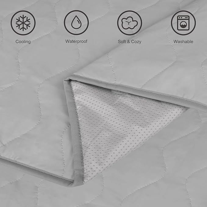 Cooling Blanket for Dogs - Q-MAX>0.4 Waterproof Pet Throw Blanket Bed Cover, Non-Slip Dog Blankets for Couch Protector, Washable Furniture Cover for Summer, Grey,40x60