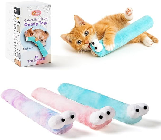 Cat Toys Pillows,3 Pack, Catnip Inside,Soft and Durable Kick Sticks with Crinkle Sound, Interactive Indoor Kitten Play and Exercise Toy 12.5 Inches