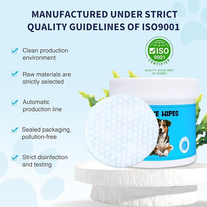 PET Eyes Wipes for Dogs & Cats - Gently Remove Tear Stain, Debris, Crust & Discharge- Hypoallergenic & Deodorizing Pet Cleaning Grooming Wipes Cleaner for Eyes, Face & Wrinkle -Unscented