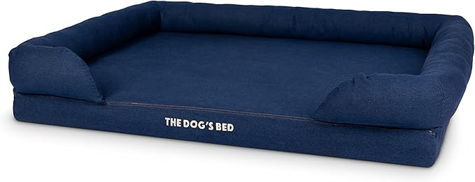 The Dog’s Bed, XXL Blue Denim, Memory Foam, Pain Relief: Arthritis, Hip & Elbow Dysplasia, Post Surgery, Lameness, Supportive, Calming, Waterproof Washable Cover
