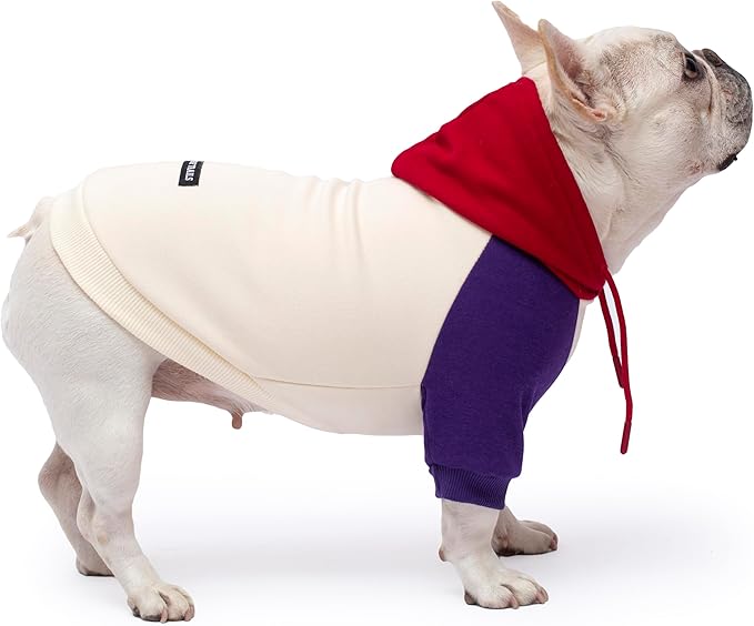 Color Block Dog Hoodie Dog Clothes Extra Warm Fleece Lining Stretchy Fit for Small Medium Large Dogs (Purple Cream, XXX-Large)