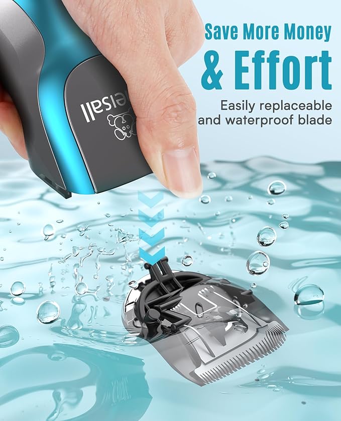 oneisall Dog Clippers for Grooming for Thick Coats with Detachable Stainless Steel Blade Cordless Rechargeable Dog Grooming Kit for Full Body DTJ001