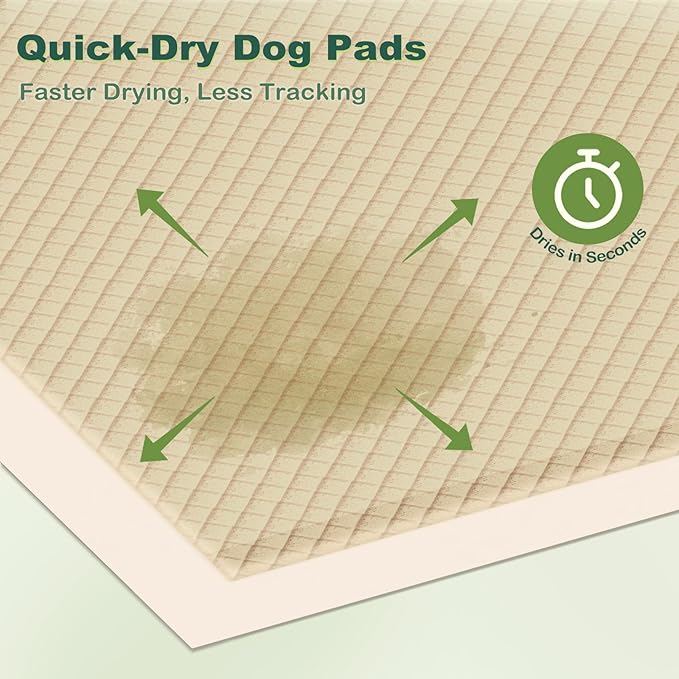 MIZOK Pee Pads for Dogs 36x36in Bamboo Dog Pee Pads, Dog Pads Extra Large Super Absorbent Odor Eliminating Leak-Proof Puppy Pads with Adhesive Tabs, Disposable (30 Counts)