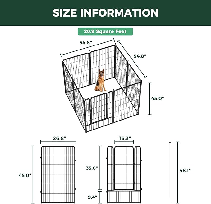 FXW Rollick Unleashed Dog Playpen for Indoor, Yard, RV Camping, 45 inch 8 Panels for Large Dogs│Patented