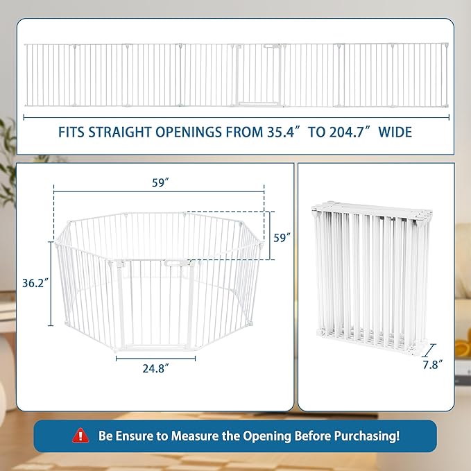 BalanceFrom Easy Walk-Thru Safety Gate for Doorways and Stairways with Auto-Close/Hold-Open Features, 36-Inch Tall, 205-Inch Wide, White