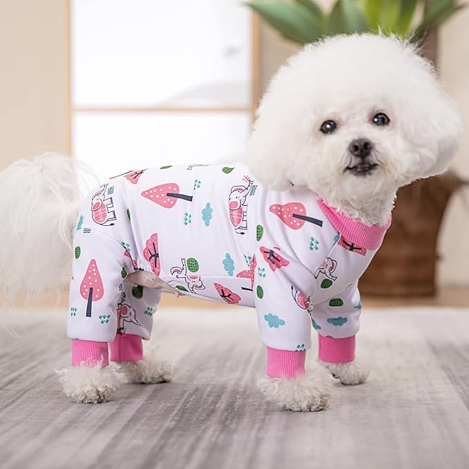White Puppy Christmas Dog Clothes Pajamas for Small Medium Dogs Girl Boy,Funny Pet Cat Dog Shirts Costume Sweaters Pjs Onesie Shirt,Doggie Onesies Cat Pet Outfit Frenchie Clothes