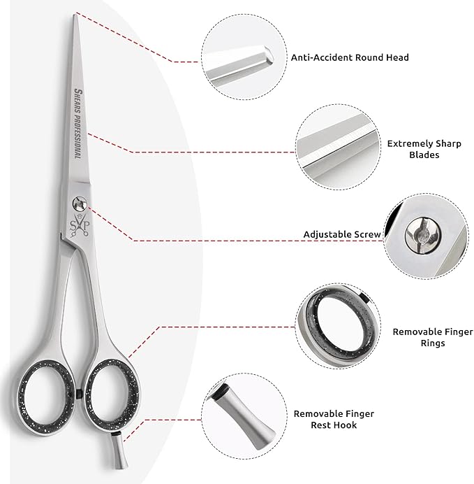 Shears ProfessionalHair Cutting Scissors, All Purpose 6.5 Inch Stainless Steel, Sharp Edge Blades, Dog Grooming Scissors, Professional Barber Scissor for Haircut Styles Straight for Men, Women and Dog