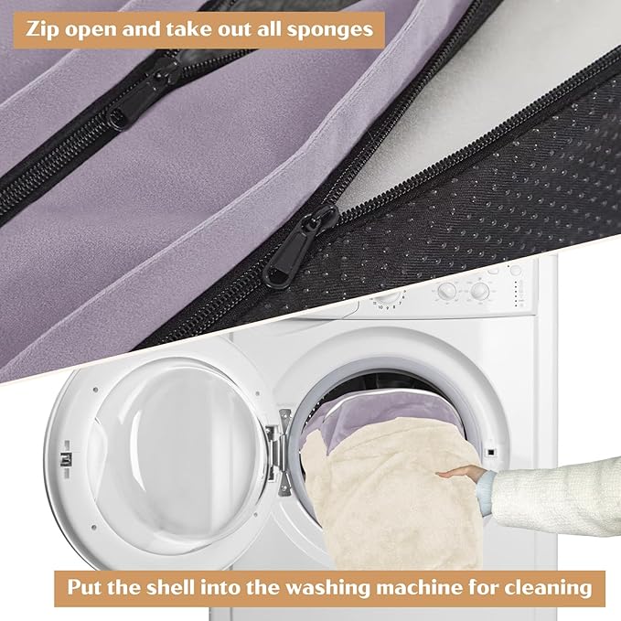 Comfort Expression Orthopedic Dog Bed for Medium Dogs 28x19 Inch, Waterproof Supportive Egg Crate Foam Medium Pet Bed with Removable Bolsters, Dog Couch with Washable Cover & Non-Slip Bottom, Purple