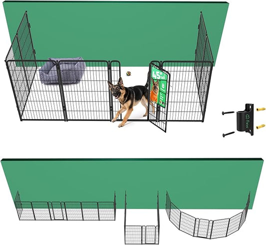 FXW Homeplus Unleashed Indoor Dog Playpen - Stress-Free and Safe Play, Heavy Duty 45 Inch 8 Panels with Fence-to-Wall Anchor (Pack of 4) for Large Dogs, Black│Patented