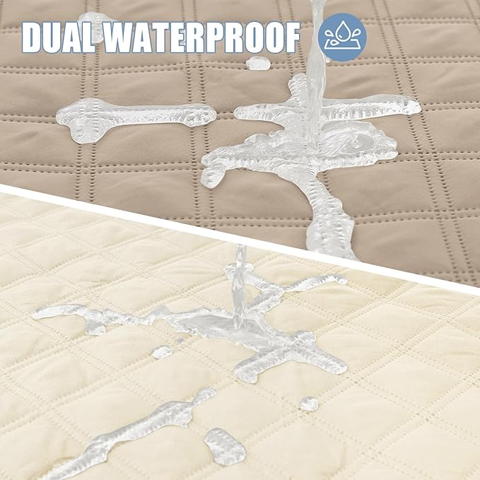 Smiry Waterproof Dog Blanket, Reversible Dog Bed Cover Pet Blanket, Soft Pet Couch Covers for Sofa Washable, Bed Couch Sofa Furniture Protector for Puppy Cat Kids (52"x82", Taupe/Beige)