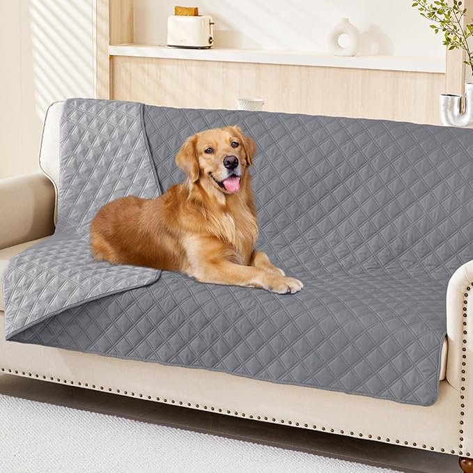 Smiry Waterproof Dog Blanket, Reversible Dog Bed Cover Pet Blanket, Soft Pet Couch Covers for Sofa Washable, Bed Couch Sofa Furniture Protector for Puppy Cat Kids (68"x82", Grey/Light Grey)