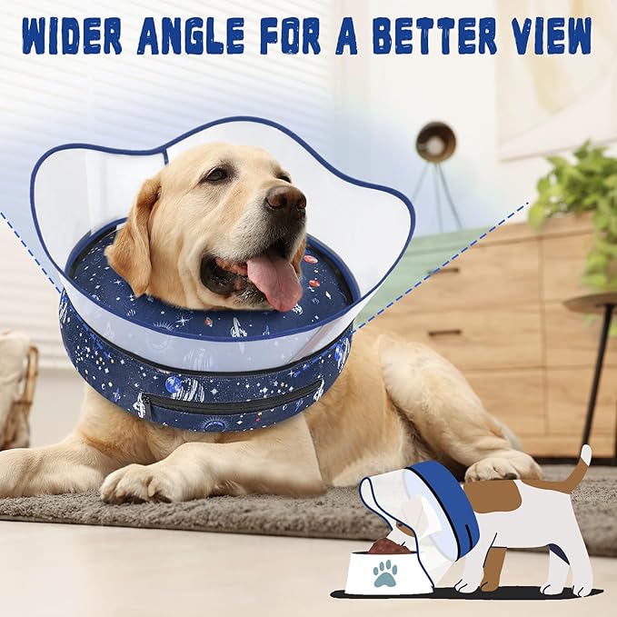 Elevated Inflatable Dog Cone Collar to Stop Licking, Doggie Donut Collar After Surgery, Soft Dog Cone Alternative for Small Medium Large Dogs