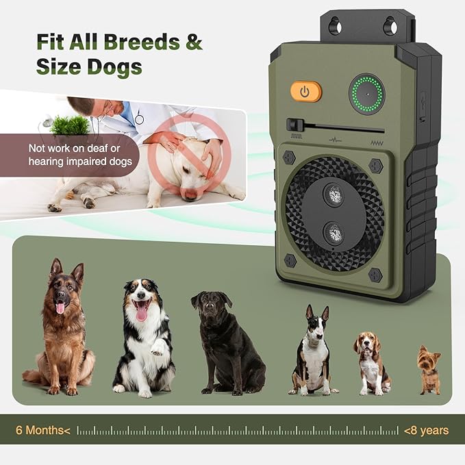 Dog Barking Control Device, 3Frequency Anti Barking Device, 33Ft Ultrasonic Dog Barking Deterrent, Rechargeable Stop Dog Barking Indoor Outdoor for Small Large Dogs Barking Control Device Anti Bark